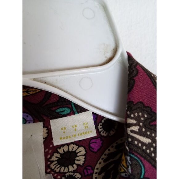 Maeve by Anthropologie "Janie" Purple Multicolor Floral Button Up Blouse size 4 - Picture 5 of 10